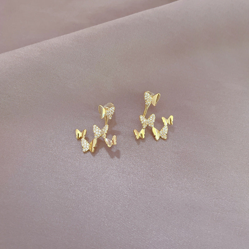 Pendientes colgantes geométricos elegantes para mujer con incrustaciones de diamantes de imitación y base de cobre chapado en oro