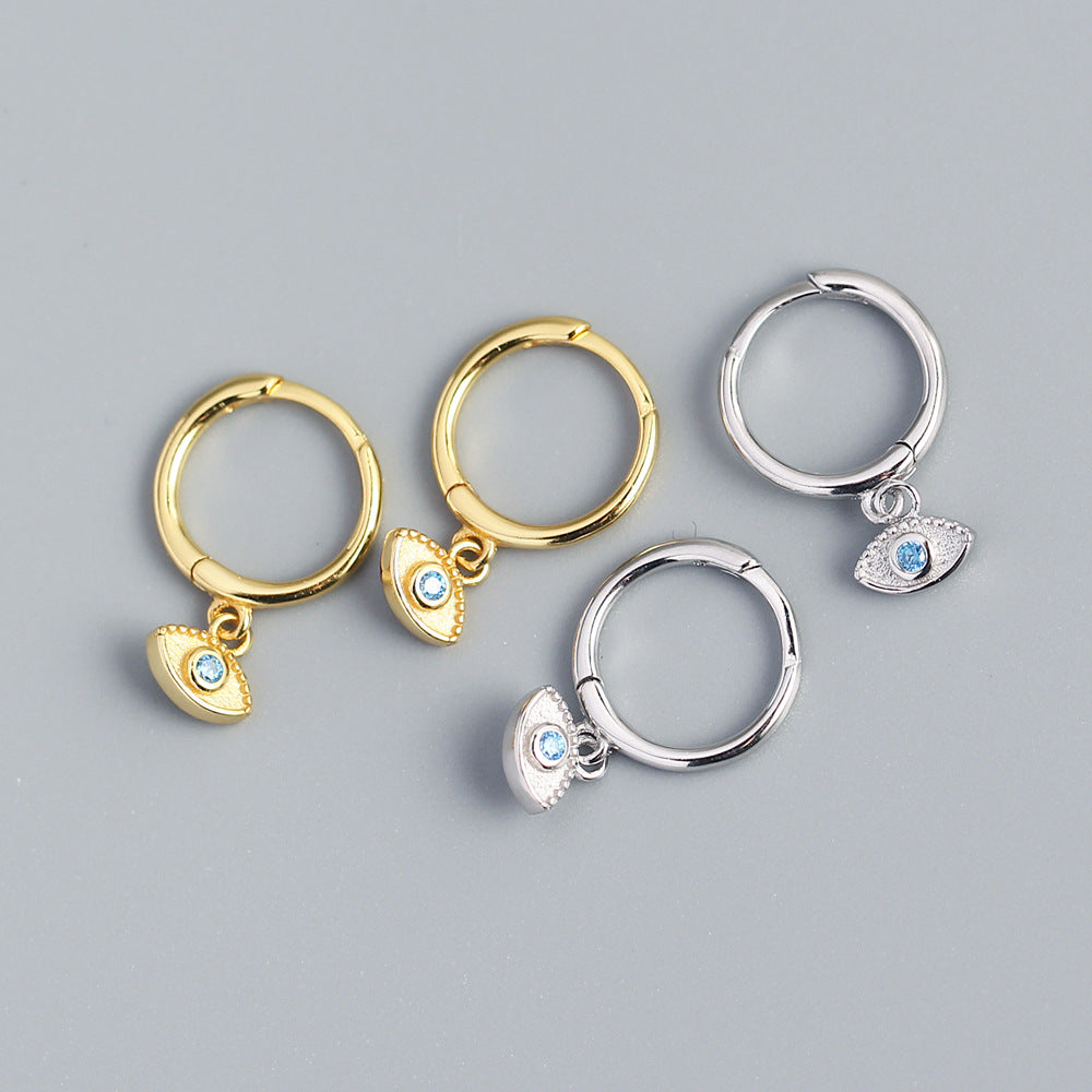 Orecchini a perno con strass intarsiati a occhio quadrato geometrico in argento sterling 925 Sweet Streetwear