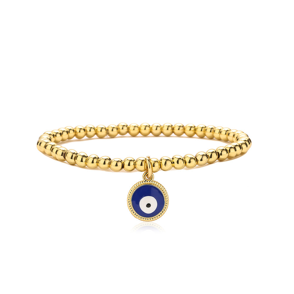 Bracciale a pendente Geometric Demon Eye da donna con perline in rame e finitura smaltata