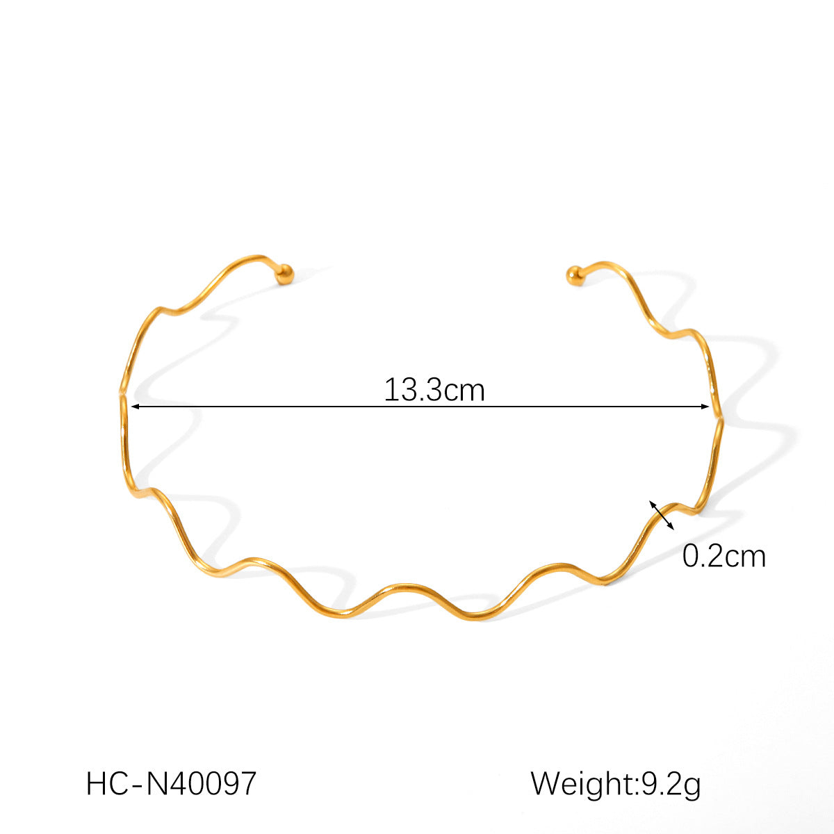Collana Girocollo Geometrica a Onda in Acciaio Inossidabile Placcato Oro 18K Minimalista per Donna