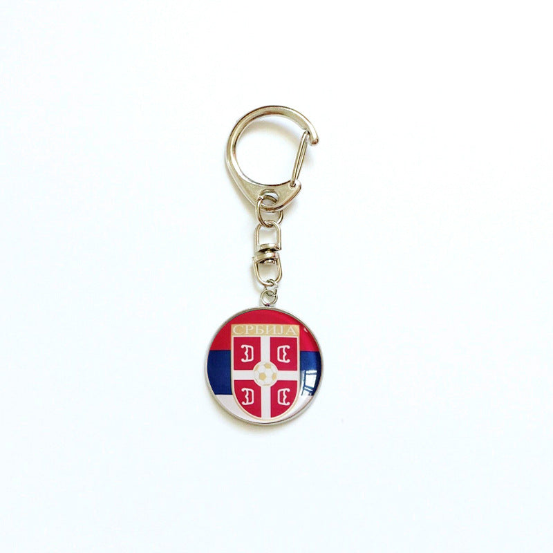 Sporty Round Stainless Steel Keychain National Football Team Souvenir Gift
