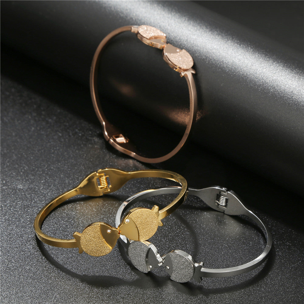 Gold Plated Titanium Steel Fish Shape Bracelet
