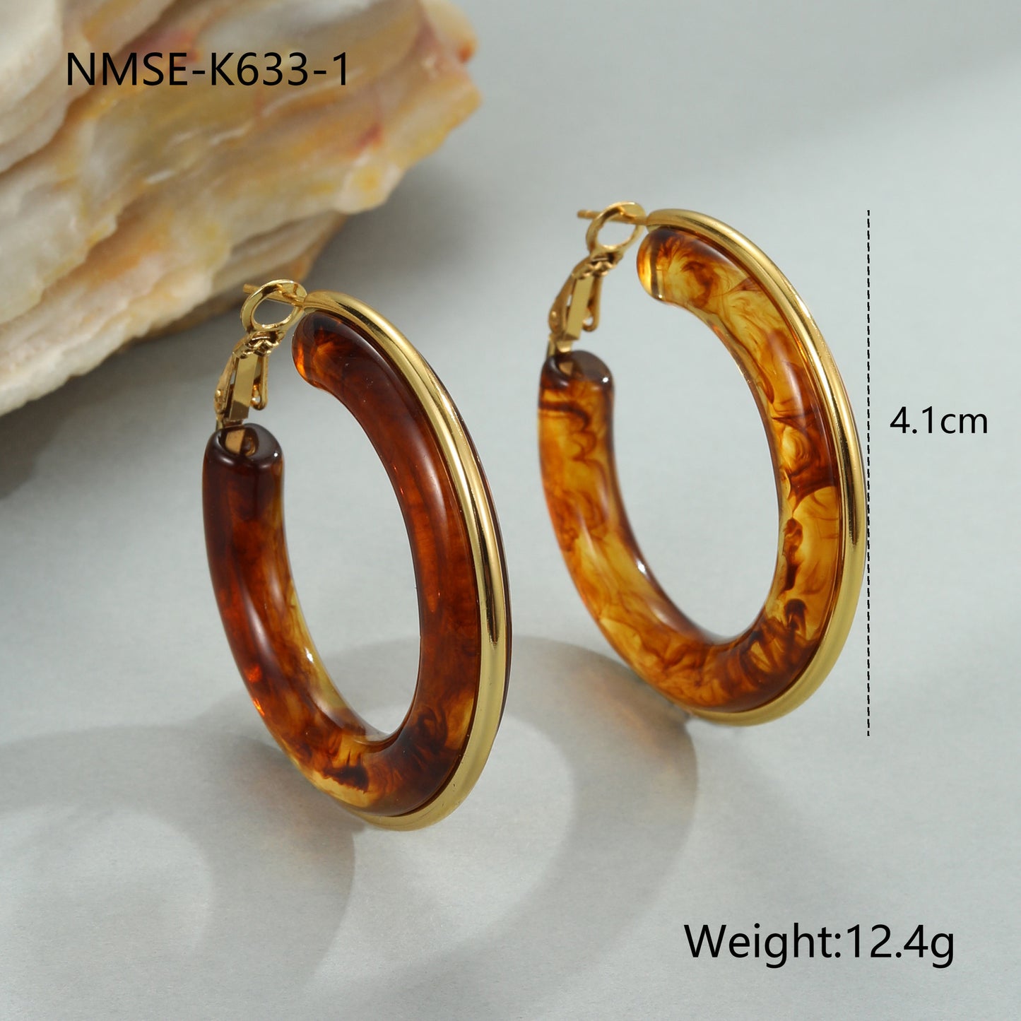 Minimalist Geometric Resin Earrings in Titanium Steel with Plated Finish for Women