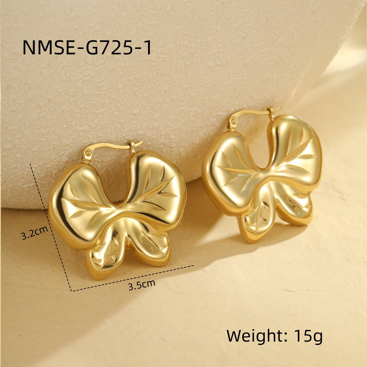 Minimalist Butterfly Stud Earrings in Stainless Steel with Plated Finish for Women