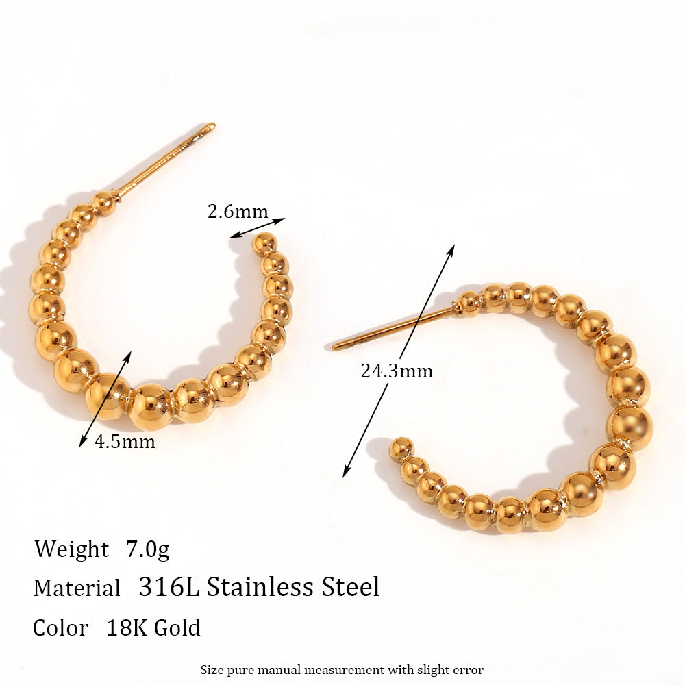Minimalist Geometric Stainless Steel Earrings with 18K Gold Plating for Women
