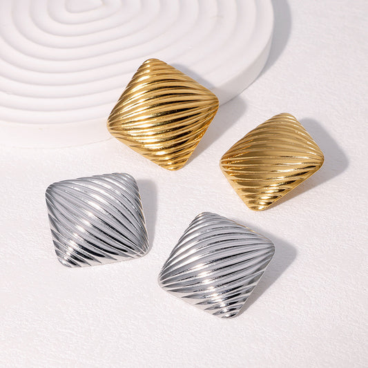 Elegant 18K Gold Plated Square Geometric Stainless Steel Earrings for Women