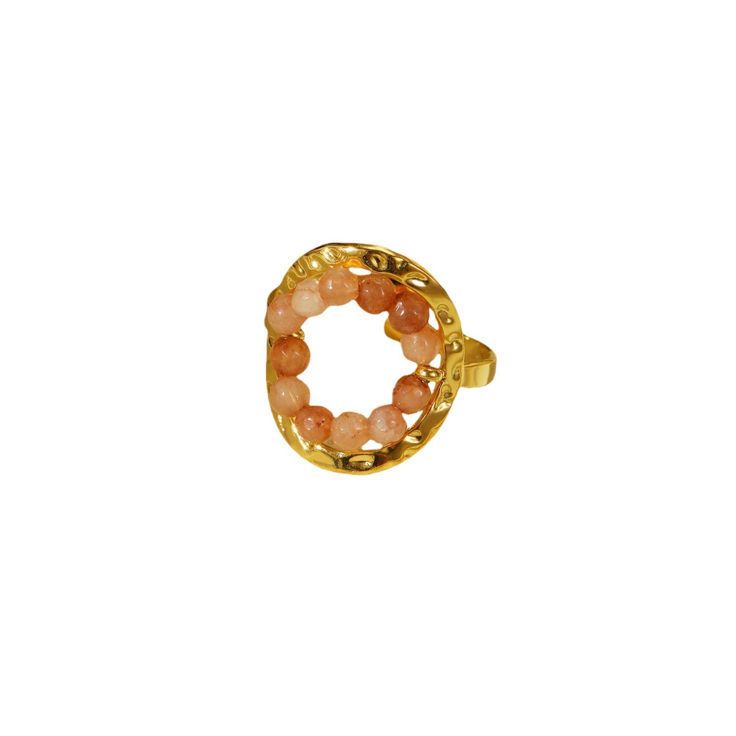 Anello alla moda geometrico in acciaio al titanio con perle in pietra naturale per donna, gioielli minimalisti di lusso galvanici