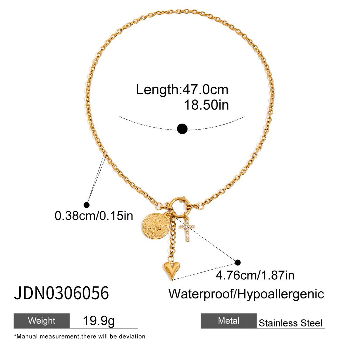 Collana con Pendente Geometrico Minimalista in Acciaio al Titanio con Accento di Perla d'Acqua Dolce, Catena in Acciaio Inossidabile Galvanizzato, Gioielli Eleganti da Donna