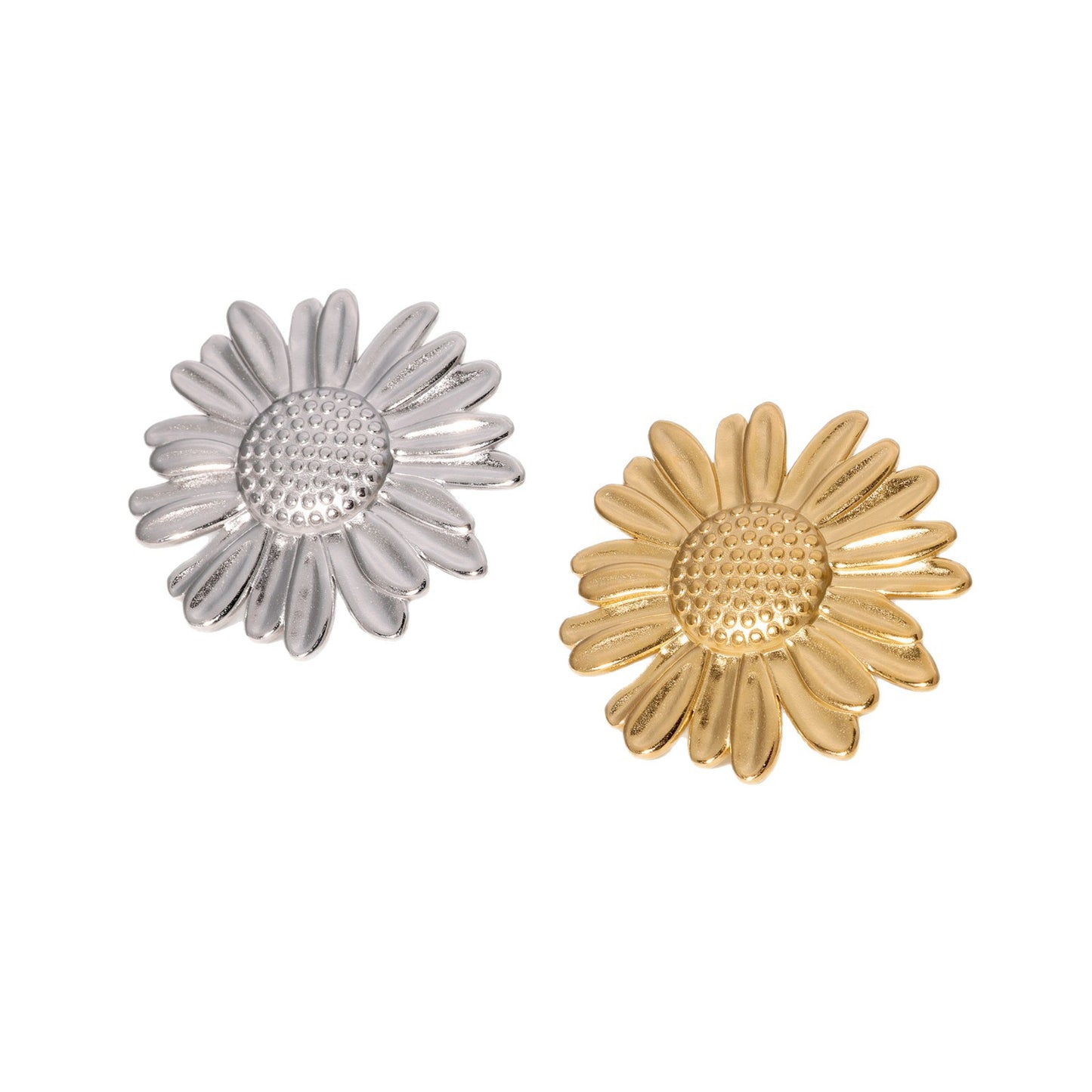 Minimalist Sunflower-Shaped Stainless Steel Ring with 18K Gold Plating for Women