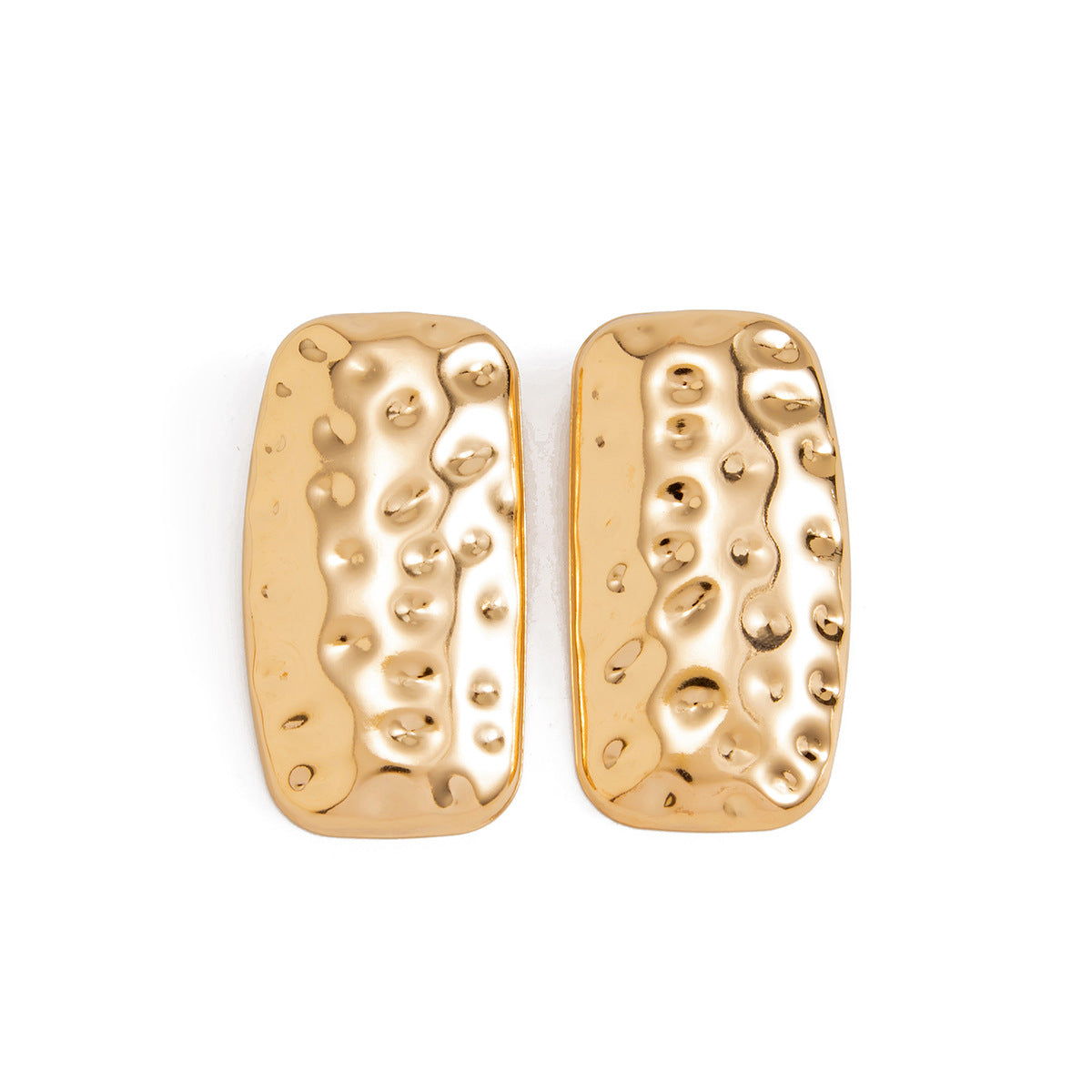 Hip-hop Geometric Rectangle Hammered Iron Plated Earrings for Women