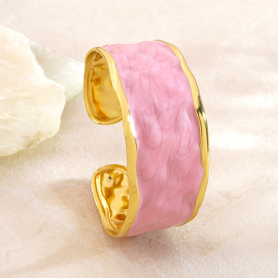 Casual Geometric Drip Oil Stainless Steel Open Cuff Bracelet