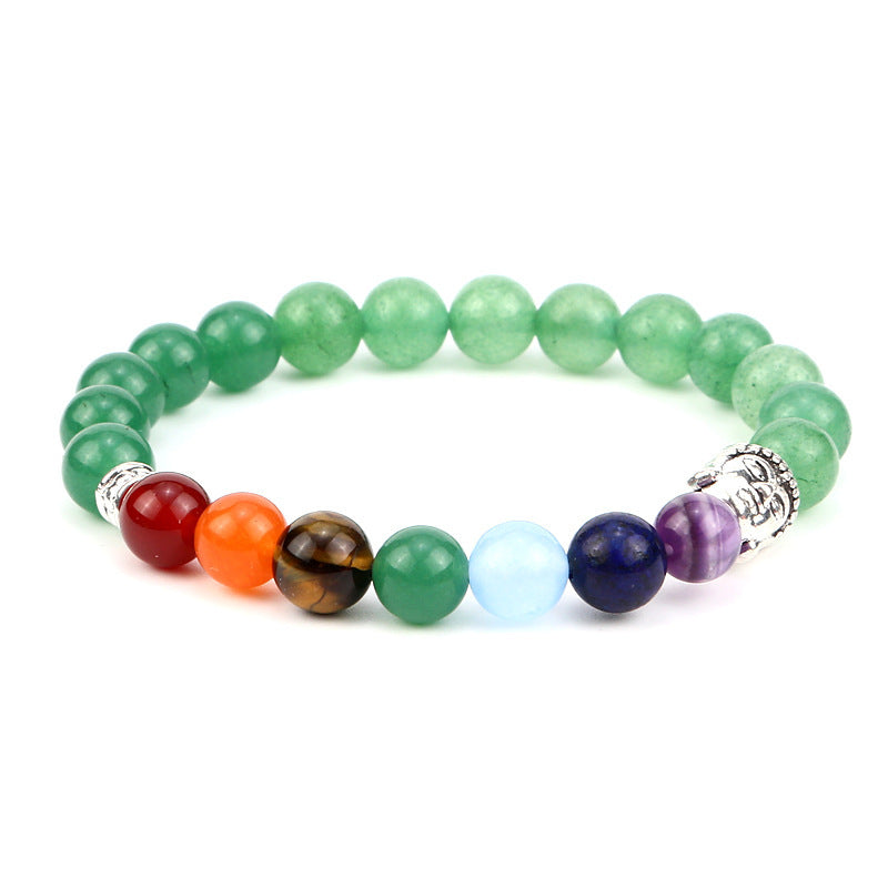 Unisex Geometric Alloy Bracelet Set with Tiger Eye, Green Aventurine and Red Agate Beads