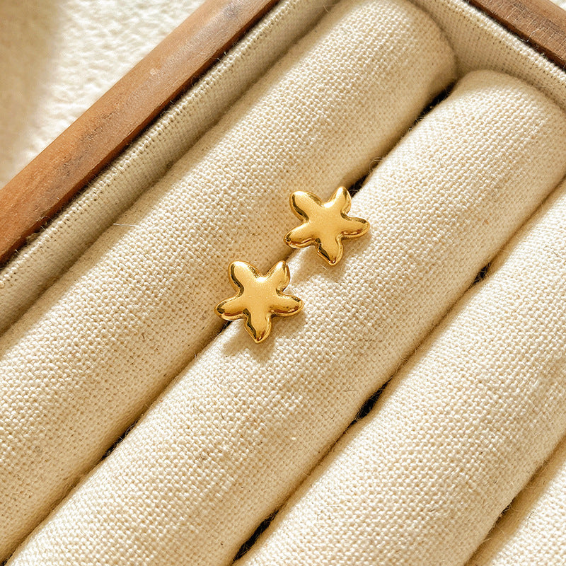 Sweet Star Brass Plated Stud Earrings for Women