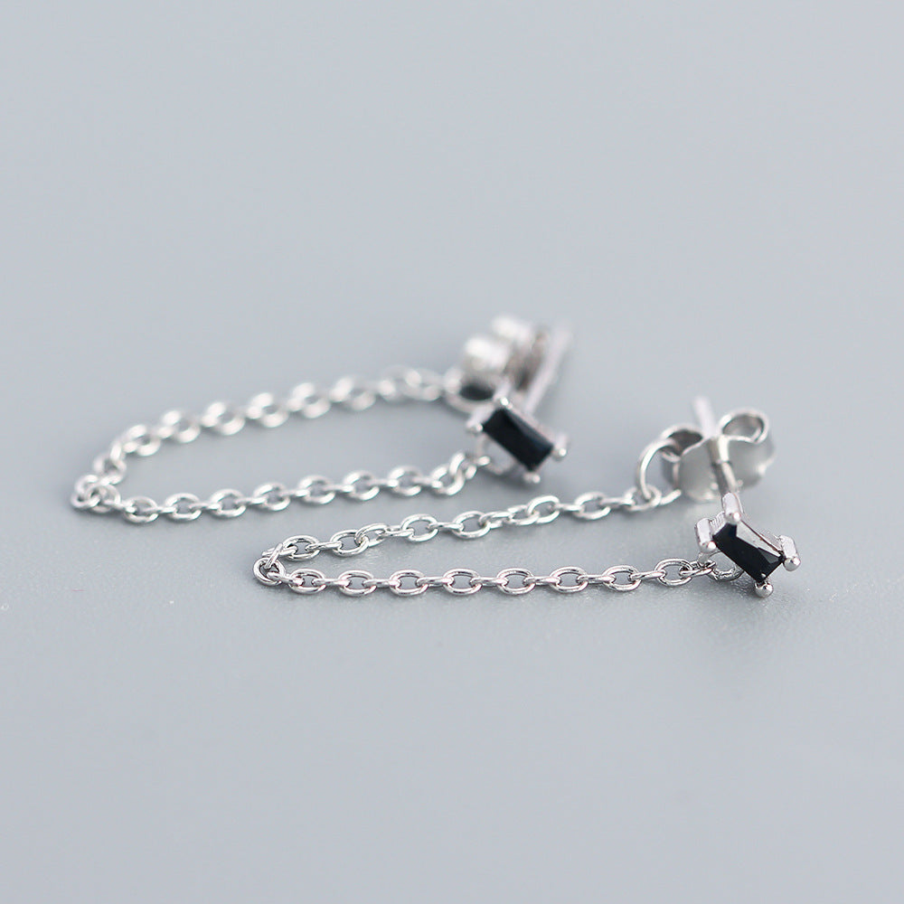 Eleganti Orecchini Pendenti a Goccia da Donna con Nappe a Quadrato Geometrico in Zirconia Cubica, in Argento Sterling 925