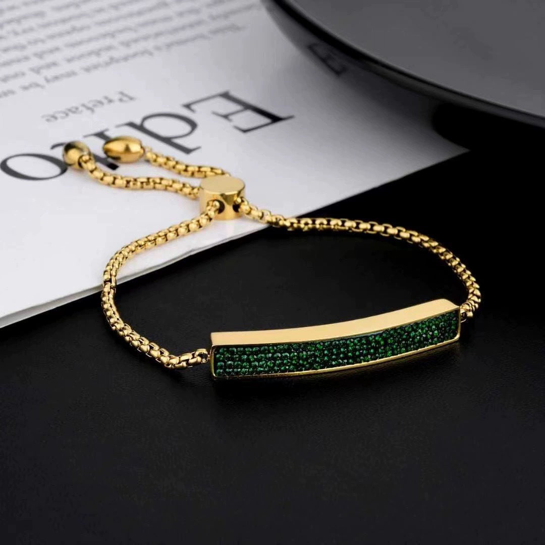 Bracciale da donna in acciaio al titanio con catena a tirante, design geometrico minimalista e finitura placcata, lusso elegante