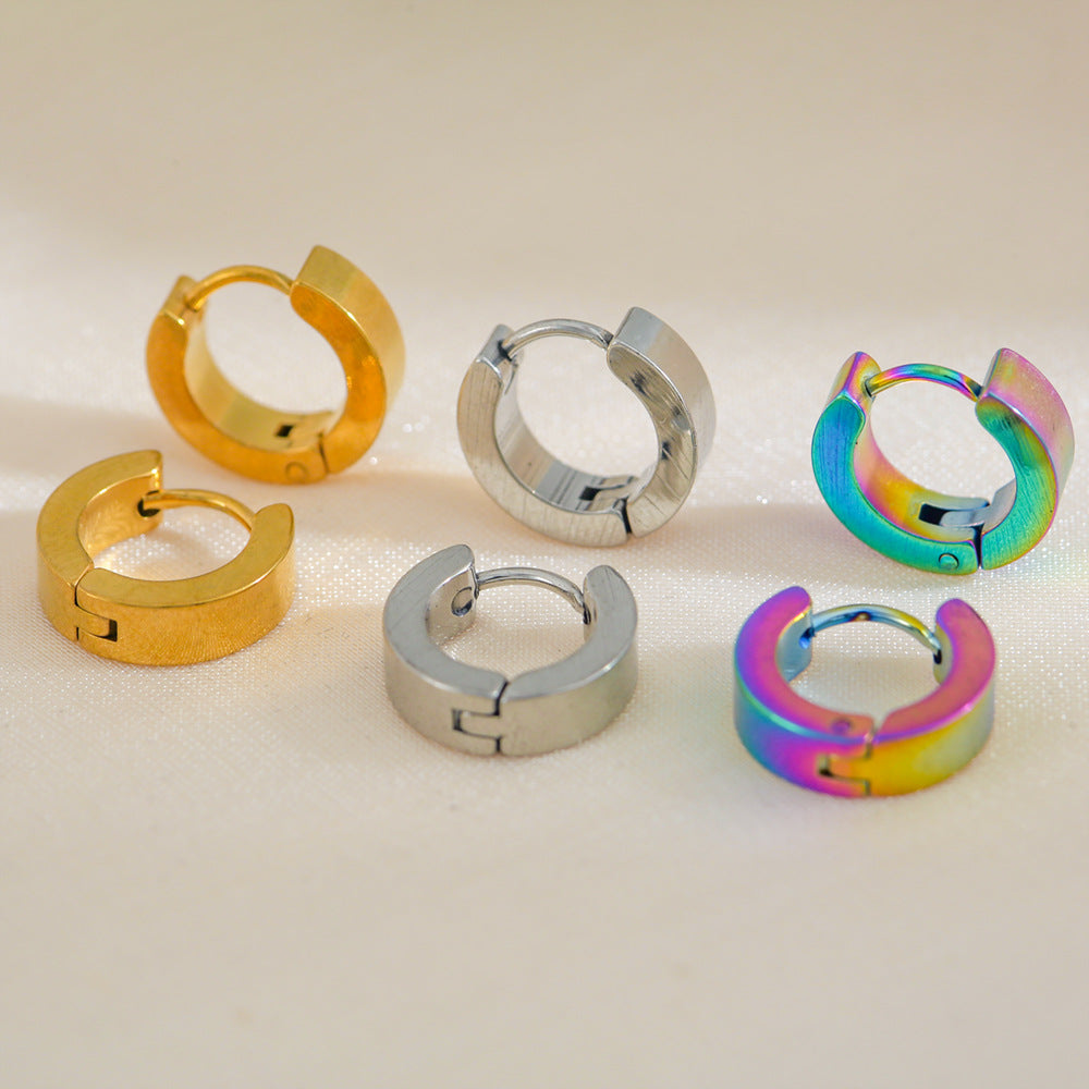 Pendientes minimalistas de acero inoxidable en forma de U con acabado chapado para hombres y mujeres