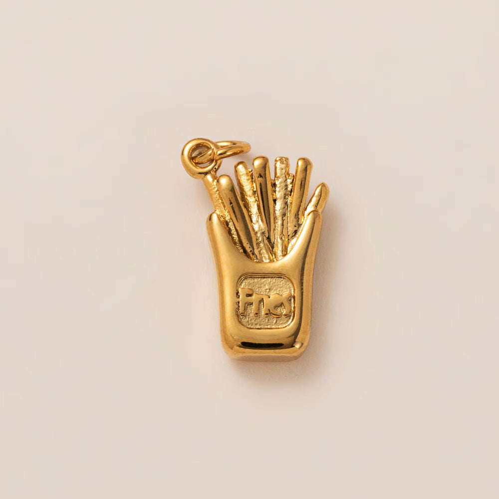 Vintage Stainless Steel PVD Gold Plated Mushroom Pendant Charm Bar