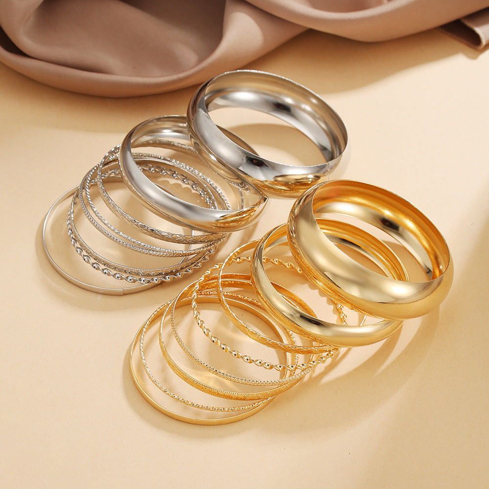 Minimalist Geometric Plated Iron Rope Bracelet Set