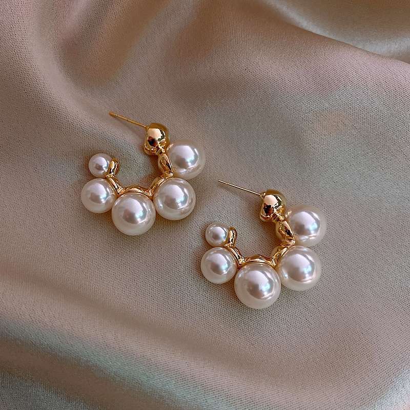 Minimalist Geometric Drop Earrings with Zircon and Pearl Accents in Gold-Plated Copper and 925 Sterling Silver Posts