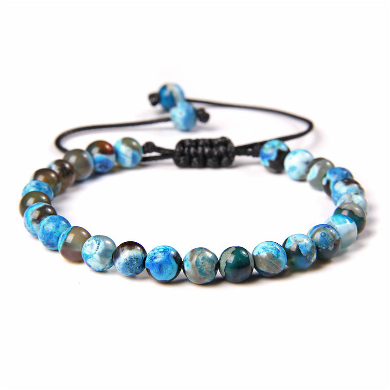 Sweet Sporty Geometric Natural White Crystal Stretch Bracelet 6mm Unisex Handmade Energy Bangle