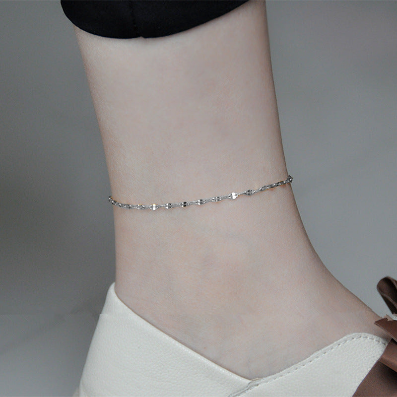 Minimalist Lip-Shaped Anklet for Women Made of Titanium Steel with Starry Sky Pattern and Wavy Texture