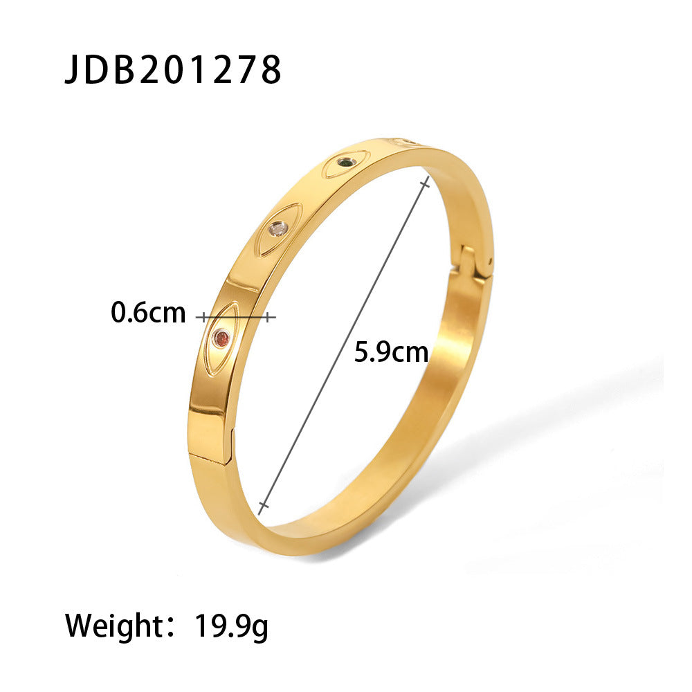 INS Style Geometric Titanium Steel Bracelet for Women with Zircon Inlay and Plated Finish