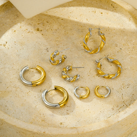 Minimalist Geometric C-Shaped Titanium Steel Earrings with 18K Gold Plating for Women Stainless Steel Studs