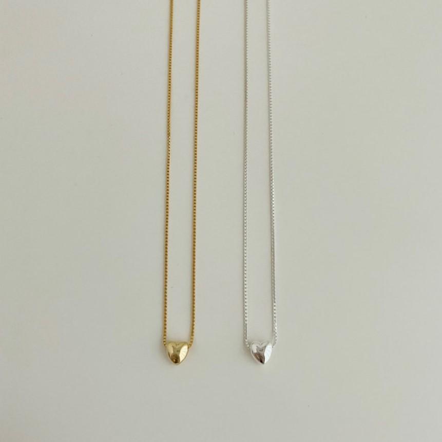 Collar de Plata de Ley 925 con Baño de Oro en Forma de Corazón Minimalista en Cadena para Mujer
