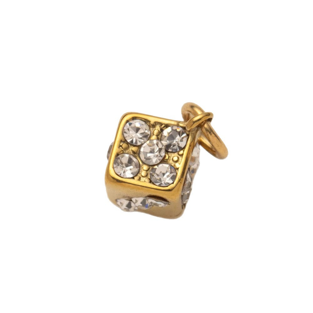 Vintage PVD Gold Plated Stainless Steel Geometric Astronaut Charm Bar