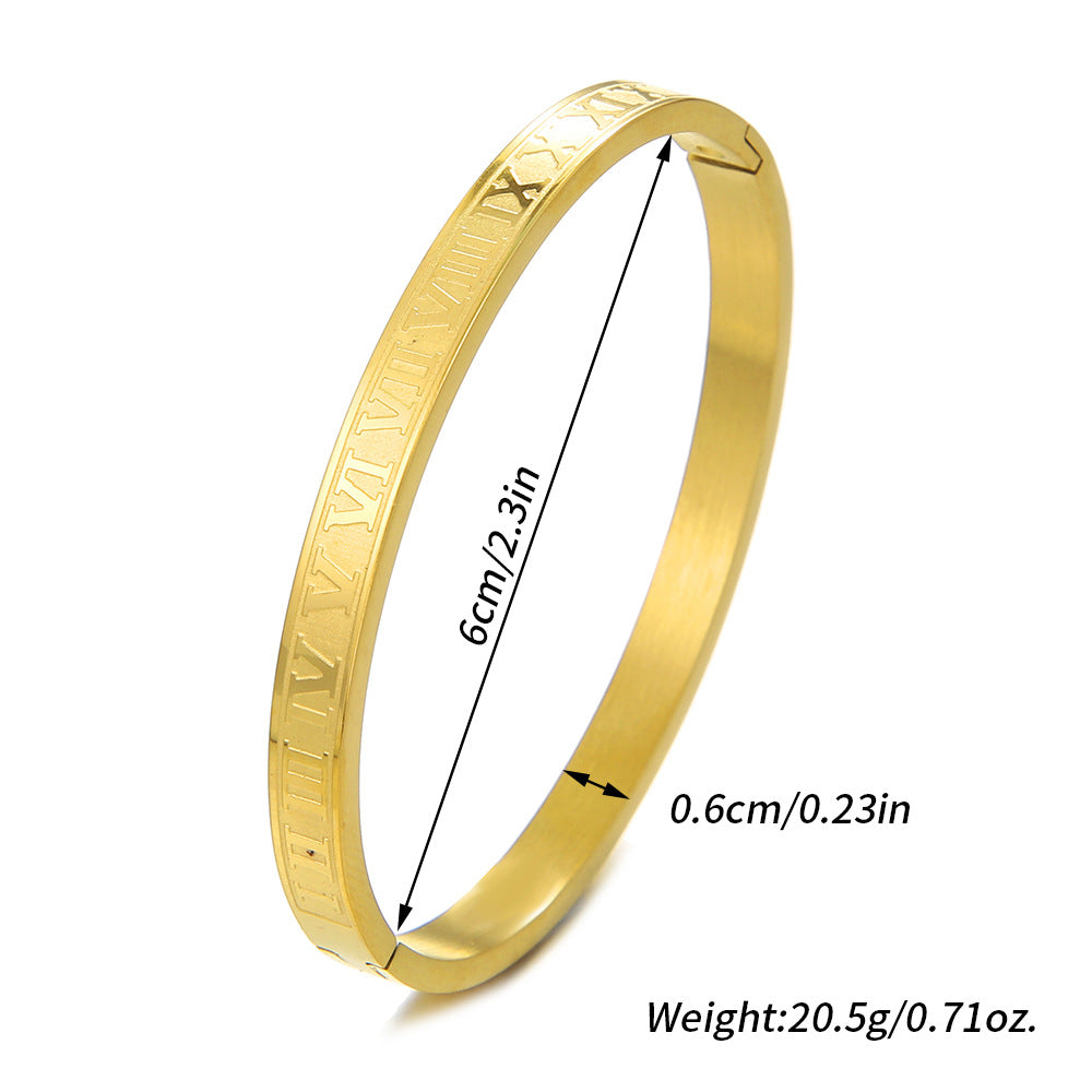 Punk Stainless Steel Plated Round Letter Bracelet