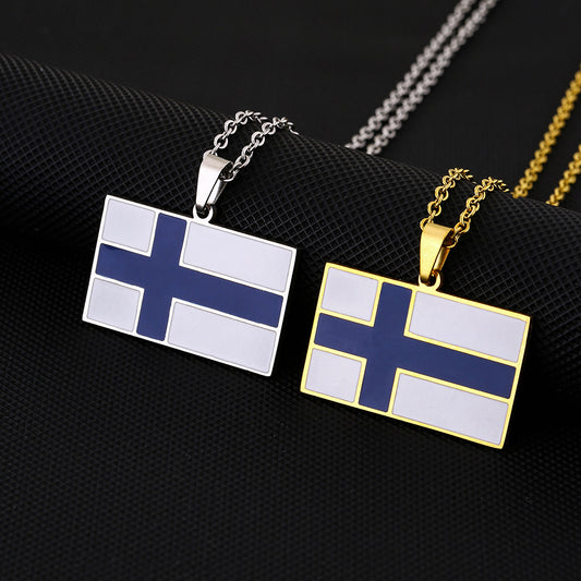 Collana con Pendente Geometrico Rettangolare Minimalista Etnico Vintage in Acciaio Inox con Finitura Smaltata Unisex