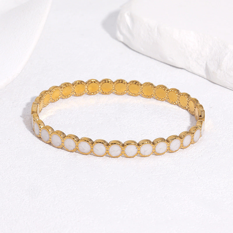 Vintage Elegant Geometric Round Gold Plated Stainless Steel Bracelet