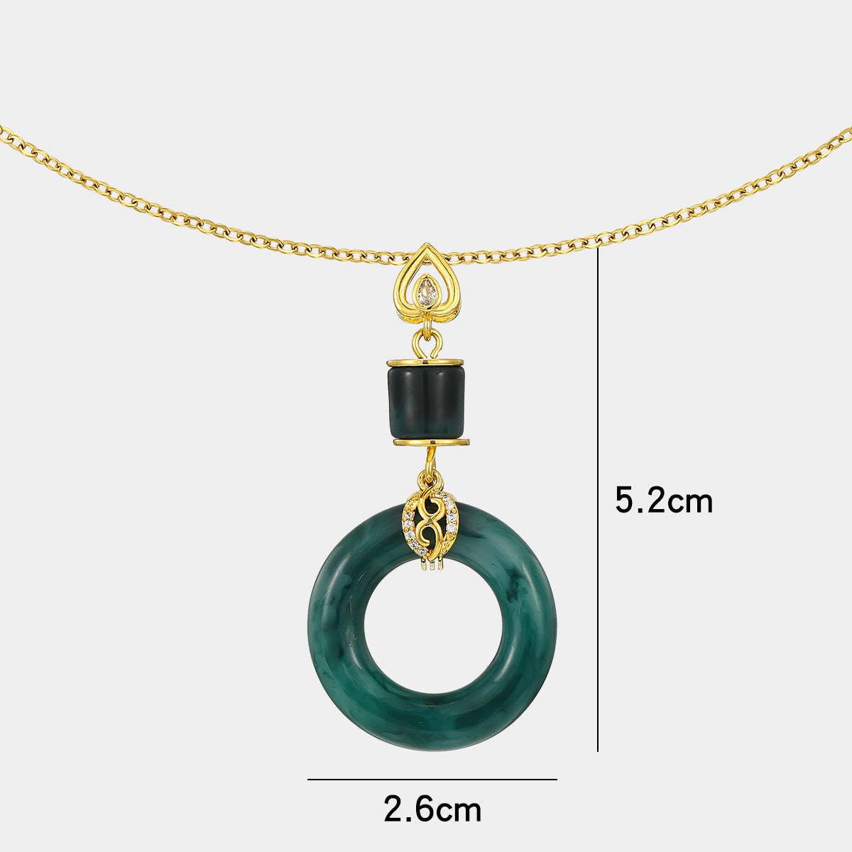 Minimalist Geometric Green Gradient Pixiu Pendant Necklace for Women Alloy Plated Clavicle Chain