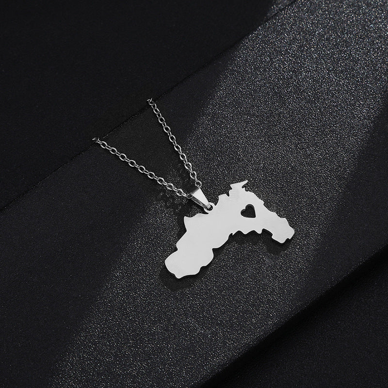 Collana con Pendente Geometrico in Acciaio Inossidabile con Ciondolo in Acciaio al Titanio, Finitura Galvanizzata, Catena a O, Accessorio Moda Unisex