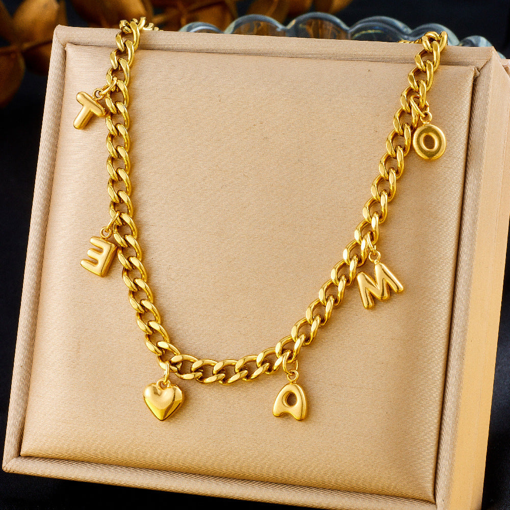 Personality Drip Oil Stainless Steel Dolphin Starfish Pearl Shell Necklace with Thick Chain for Women