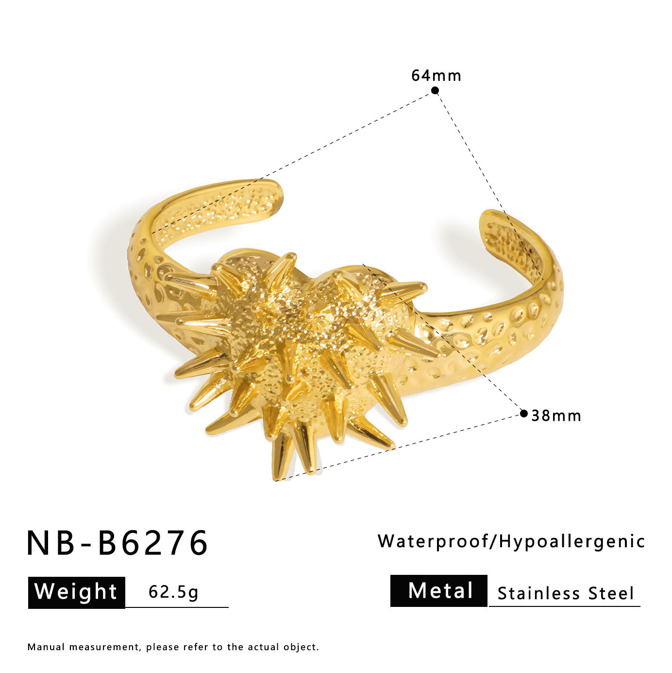Minimalist Geometric Stainless Steel Wide Cuff Bracelet with 18K Vacuum Plating for Women