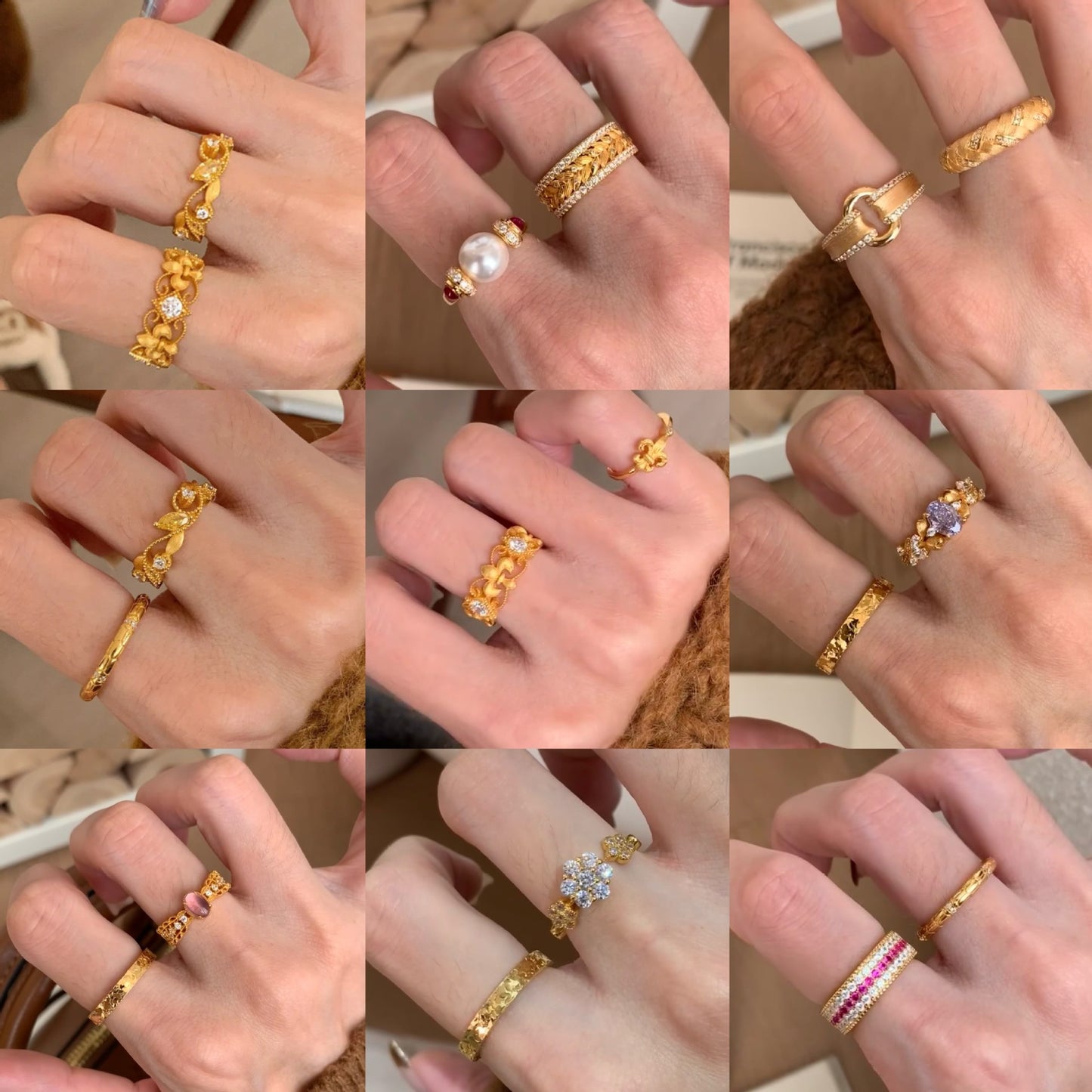 Anello da donna aperto a rombo a forma di fiore di iris in rame con intarsio di zirconi, ispirato al vintage