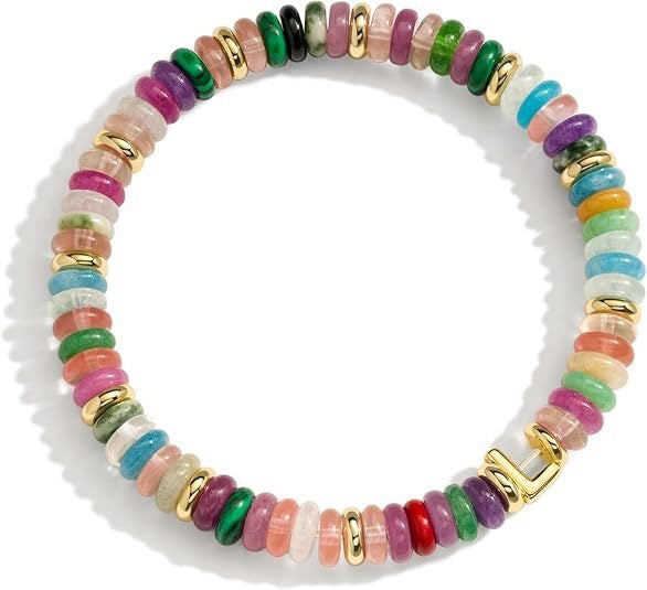 Bohemian Sweet Natural Gemstone Letter Beaded Bracelet for Women