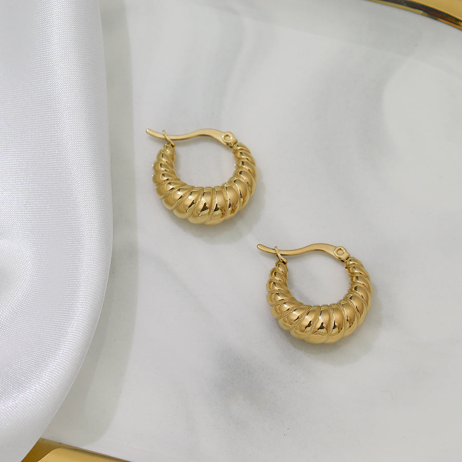 Orecchini a cerchio geometrici minimalisti in acciaio inossidabile da donna placcati oro 18 carati