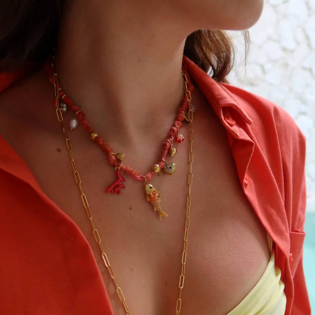 Elegante Collana Ciondolo a Barra Geometrica a Cuore Placcata in Ottone da Donna