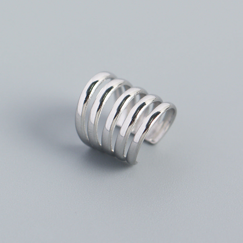 Sweet-Edgy Geometric Line-Designed S925 Sterling Silver Clip-On Ear Cuffs for Non-Pierced Ears