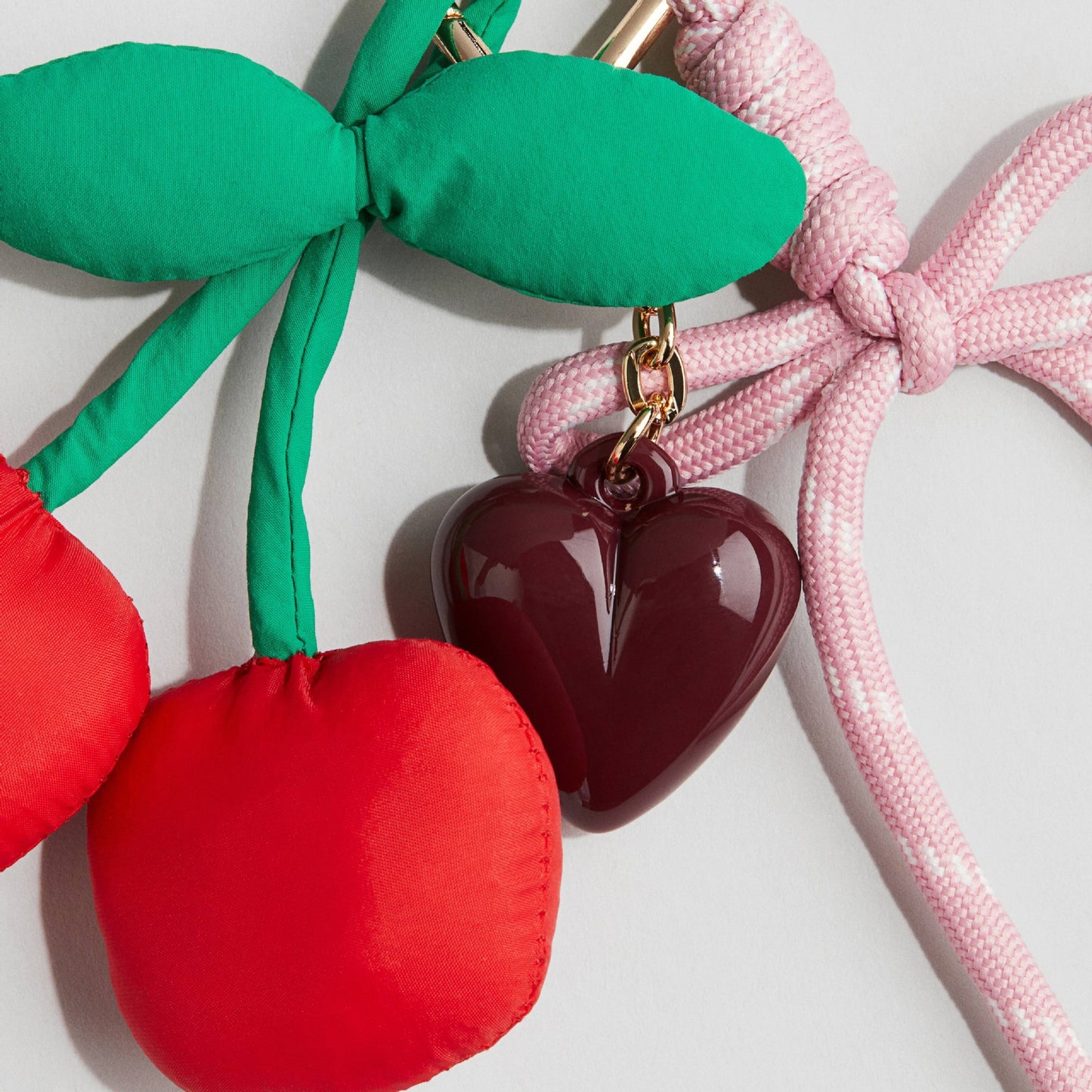 Fruit Pattern Plated Brass Bag Charm Keychain with Cherry Pepper Soccer Bow Designs
