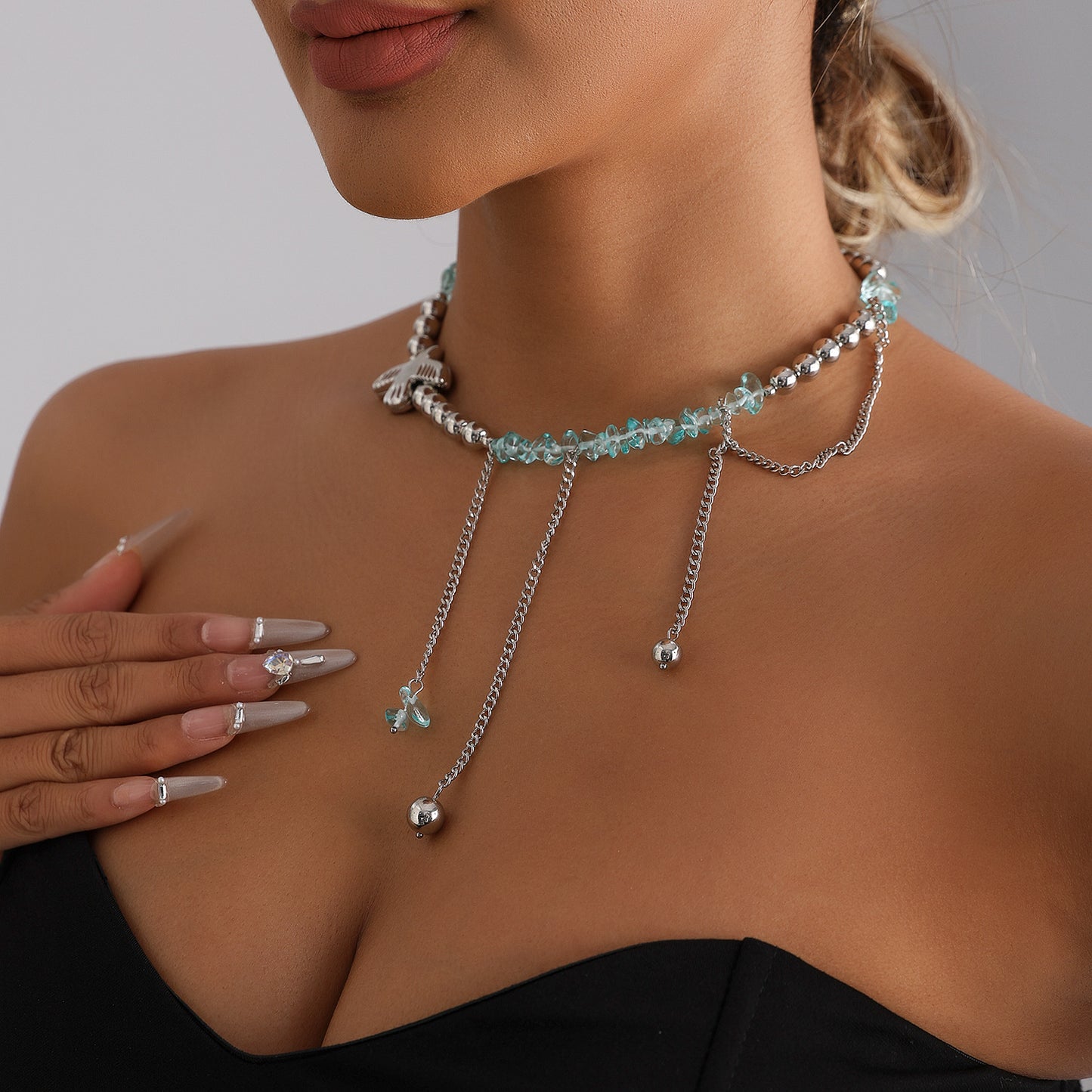 Casual Crystal Geometric Bird Heart ABS Plated Alloy Pendant Necklace for Women