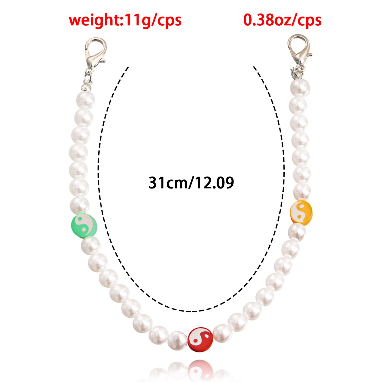 Geometric Tai Chi Bagua Anklet for Women Alloy Fashion Ethnic Style Colorful Polymer Clay Imitation Pearl Foot Chain
