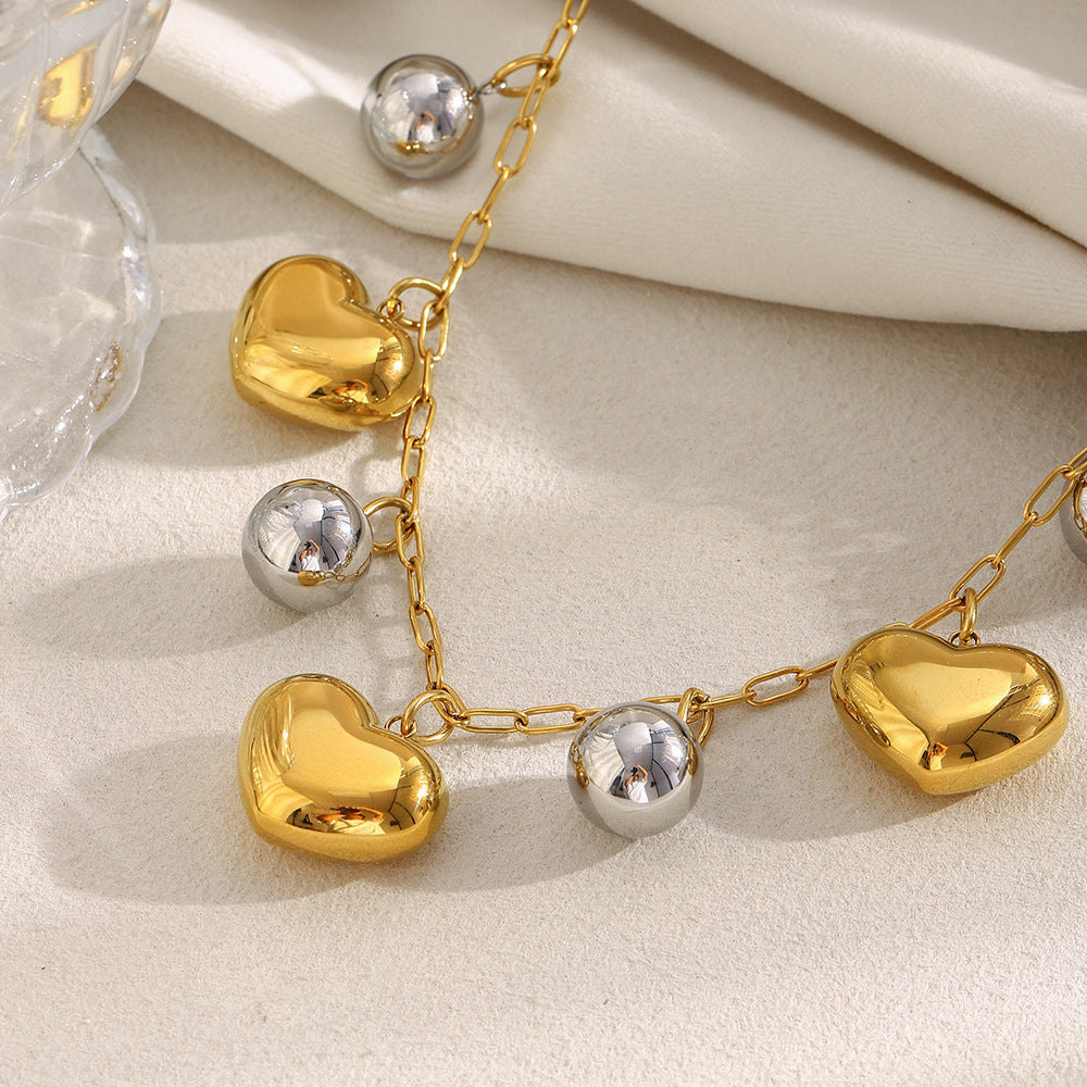 Collana minimalista da donna in acciaio inossidabile a forma di cuore cavo con placcatura in oro 18 carati