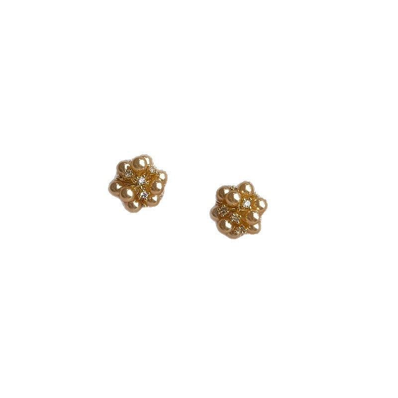 Orecchini a perno eleganti in stile vintage con perle e strass, in argento sterling 925, design geometrico per donna, per l'uso quotidiano e l'ufficio