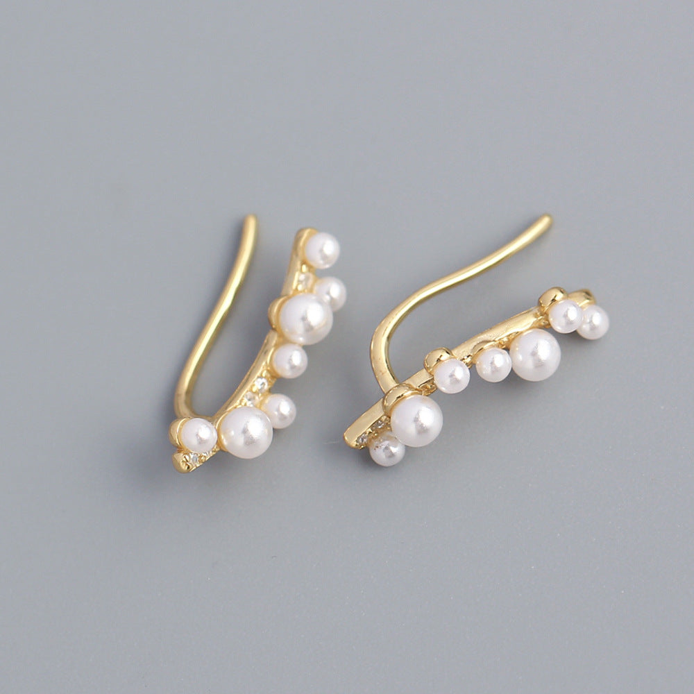 Orecchini pendenti con perle a forma di ramo, in argento Sterling 925, con zirconi cubici