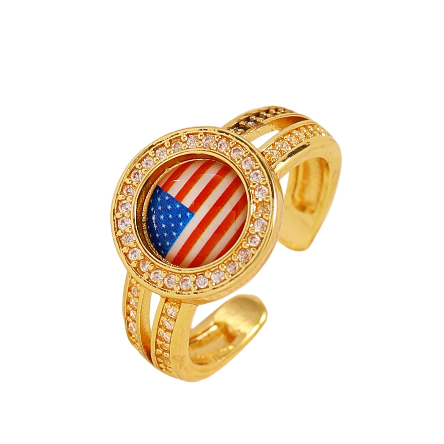 Anillo Bohemio Geométrico de Latón con Zirconia Cúbica Bañado para Mujer
