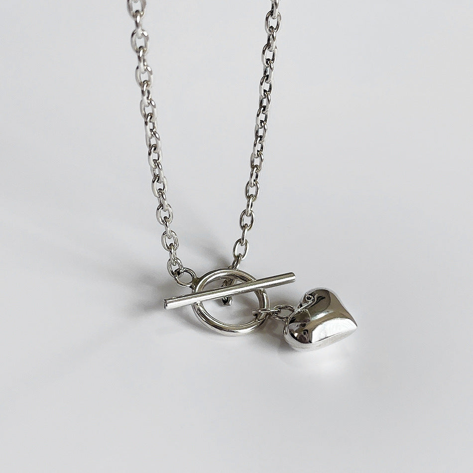 Collana con ciondolo geometrico a cuore placcato oro in argento sterling 925, catena a sfere, stile minimalista vintage