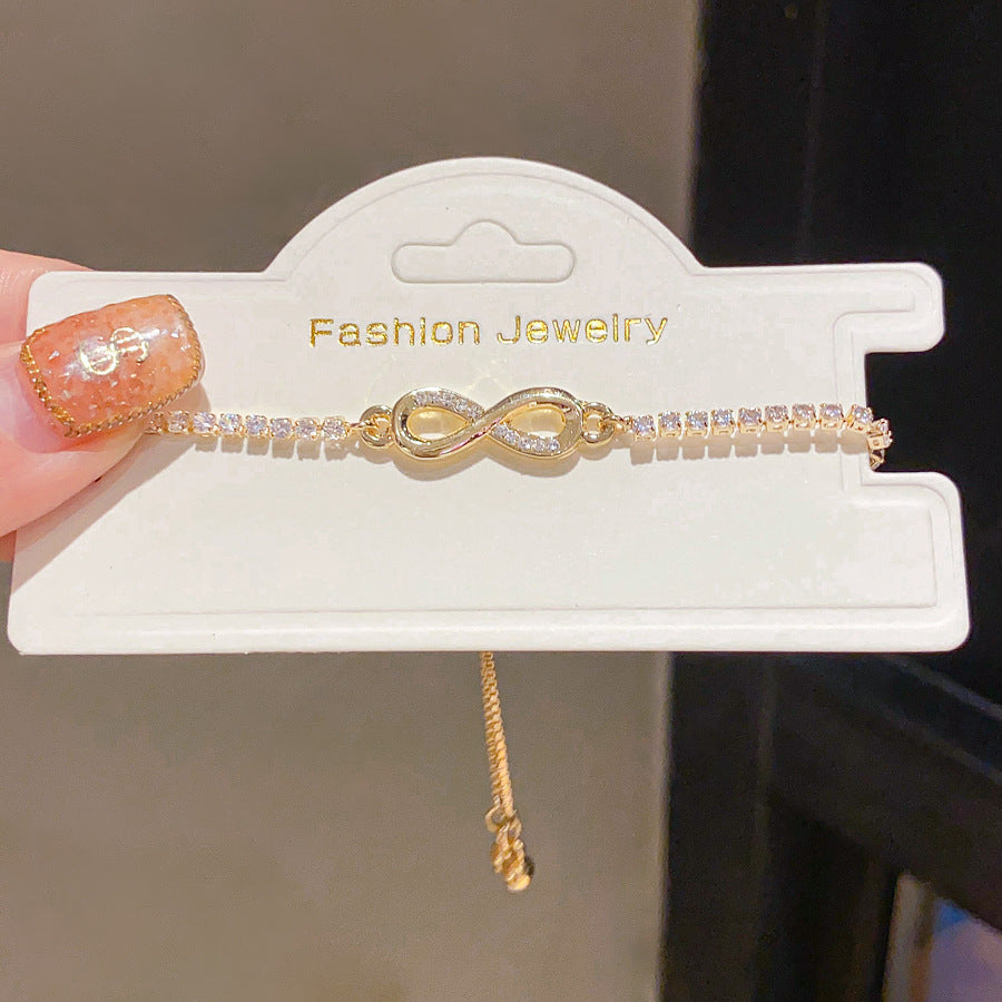 Luxury Elegant Oval Geometric 14K Gold Plated Cubic Zirconia Inlay Brass Bracelet for Women